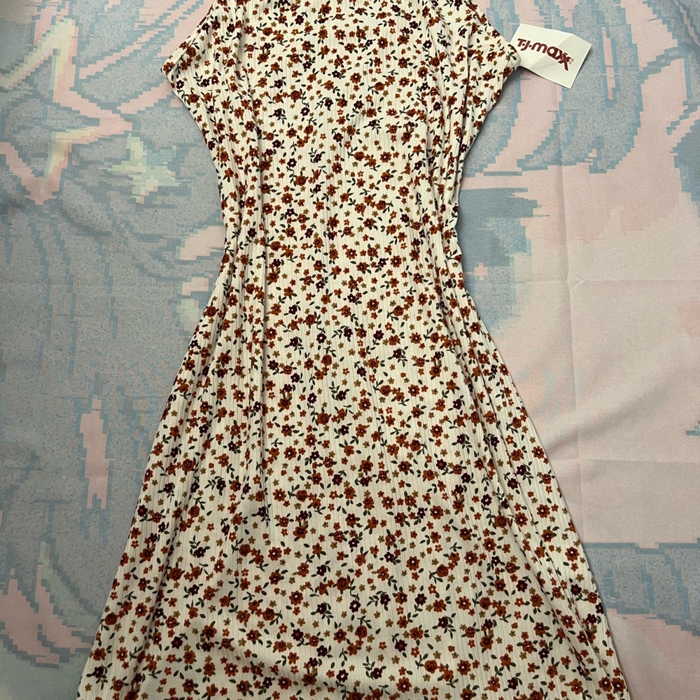 See You Monday Brown and Cream A-Line Midi Sundress